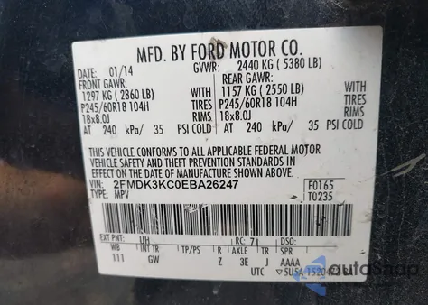 2014 Ford Edge Limited из США, поврежденный, VIN 2FMDK3KC0EBA26247